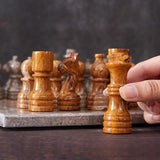 Marble 12" Inches Chess Set Oceanic & Red Chess Board with Storage Box Extra Queen