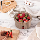 Marble Berry Bowl 5.5" Decorative Round Stone Fruit Storage Container with Holes for Kitchen & Table Decor