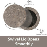 Marble Salt Cellar with Lid - 4" Natural Stone Box for Salt, Sugar & Spices | Magnetic Swivel Top