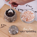 Marble Salt Cellar with Lid & Spoon - 3" Handmade Spice & Sugar Jar | Earthen Crafts