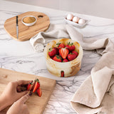 Marble Berry Bowl 5.5" Decorative Round Stone Fruit Storage Container with Holes for Kitchen & Table Decor