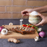 Marble Salt Cellar with Lid and Spoon - 4'' Handmade Salt, Sugar & Spice Container for Dining Table | Earthen Crafts