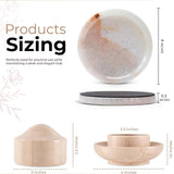 Earthen Crafts Marble Coasters Set of 4 White Onyx & 3" Verona Butter Keeper – Natural Stone Round Drink Coasters for Mug & Glass, Coffee Table Decor with Mini French Butter Dish with Lid