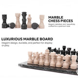 Marble 12" Inches Chess Set Black Zebra & Verona Chess Board with Storage Box Extra Queen