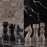 Marble 12" Inches Chess Set Black Zebra & Oceanic Chess Board with Storage Box Extra Queen