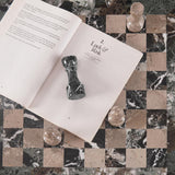 Marble 15" Inches Chess Set Black Zebra & Oceanic Chess Board with Storage Box Extra Queen