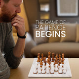 Marble 15" Inches Chess Set White & Red Chess Board with Storage Box Extra Queen