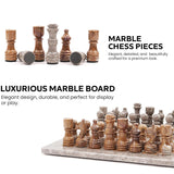 Marble 12" Inches Chess Set Oceanic & Red Chess Board with Storage Box Extra Queen
