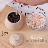 Marble Salt Cellar with Lid & Spoon - 3" Handmade Spice & Sugar Jar | Earthen Crafts
