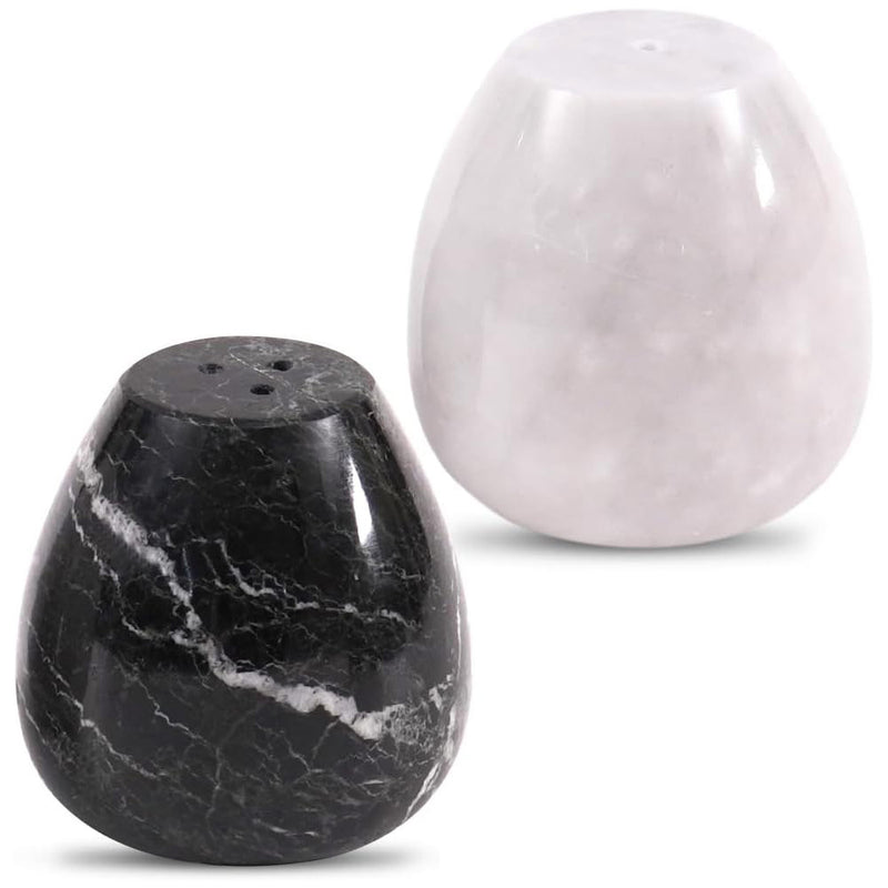 Marble Salt and Pepper Shakers Set of 2 for Kitchen Countertop - Marble Seasoning Holder Set | Earthen Crafts