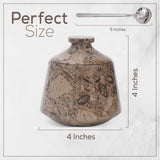 Marble Salt Cellar with Lid and Spoon - 4'' Handmade Salt, Sugar & Spice Container for Dining Table | Earthen Crafts