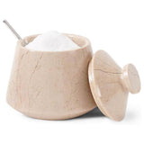 Marble Salt Cellar with Lid and Spoon - 4'' Handmade Salt, Sugar & Spice Container for Dining Table | Earthen Crafts