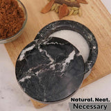 Marble Salt Cellar with Lid - 4" Natural Stone Box for Salt, Sugar & Spices | Magnetic Swivel Top