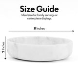 White Bowl With Dimensions Labelled on a White Background