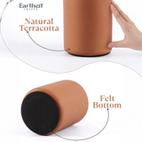 Terracotta container with felt bottom, labeled 'Earthen Crafts', on a white background.