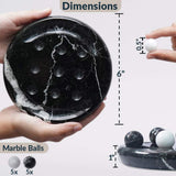 Black marble game with marble balls and dimensions displayed
