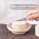 Marble butter crock used to store and serve butter.
