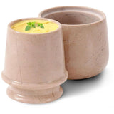 Natural marble butter keeper with lid and base shown.