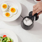 Black Salt Cellar 4" with Travertine Coaster Set of 4