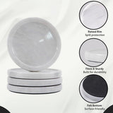 Set of white plates with features highlighted on a white background