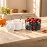 Black Berry Bowl With White Salt Cellar 3"
