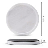 White marble  plate with dimensions on a white background