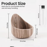 natural brown herb stripper bowl with dimensions labeled on a white background