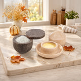 Oceanic Salt Cellar with Swivel Lid 4" with  Beige Butter Dish