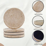 Black Salt Cellar 4" with Travertine Coaster Set of 4