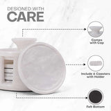White Coaster Set of 6 With Travertine Serving Bowl